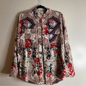 Chico’s Floral Silky Soft Long Sleeve Shirt Medium